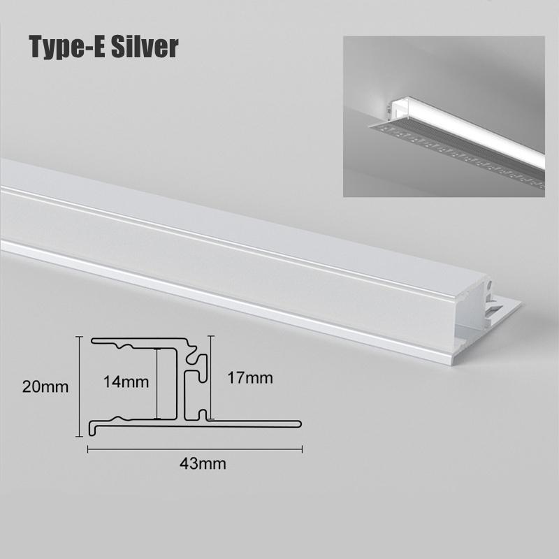0.5m/1m Ceiling Top Corner LED Aluminum Profile Frameless Embedded Channel Luminous Plaster Line Wall Washing Decor Linear Light