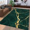 Green Marble Pattern Carpet with Gold Veins, Modern Luxury Decor Rug Suitable for Use As an Anti-slip for Living Room Bedroom Sofas