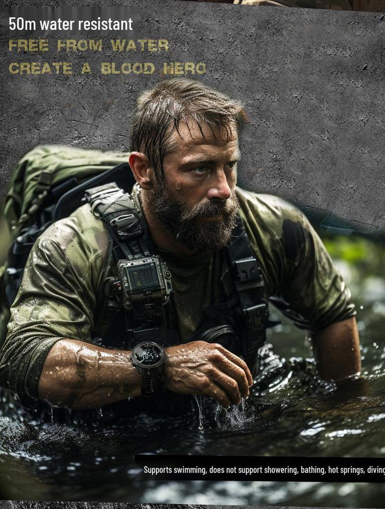 Men's Multifunctional Outdoor Sports Smartwatch: Altimeter, Barometer, Compass, Thermometer, Waterproof for Running & Mountaineering