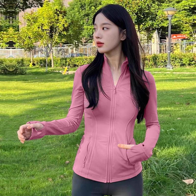 

Женская приталенная куртка для йоги на весну-лето: Топ для фитнеса с воротником-стойкой, на молнии, быстросохнущий, с длинным рукавом Extra Large