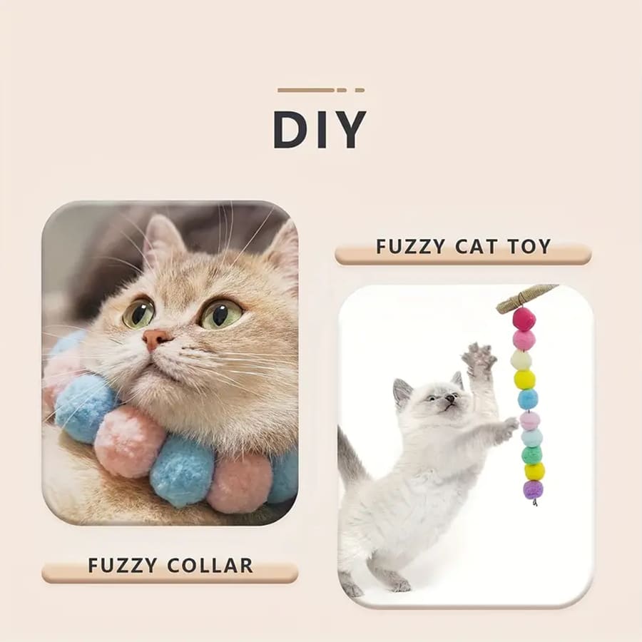 Divertente Set Lancia-Bambole Peluche Interattive Fai-da-te per Gatti/Cani, Kit Pistola Giocattolo per Addestramento Indoor, Lancia Palle di Pelo Silenzioso ad Alta Elasticità