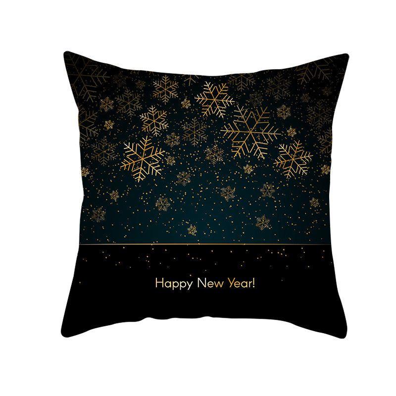 18" Merry Christmas Cushion Cover Home Decor Xmas Throw Pillow Case Gold Black