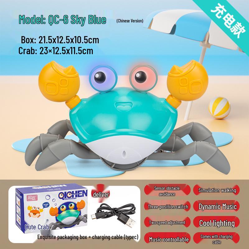 Electric Induction Crab Toy for Kids: Crawling and Obstacle-Avoiding Play