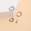 Elegant Geometric Silver Hoop Earrings Set Sparkling Design Rhinestone