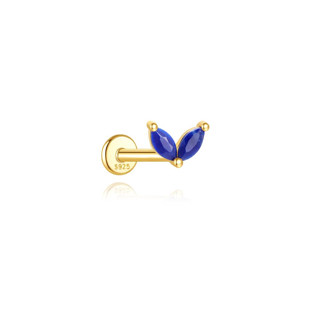 

ROXI 925 Silver Blue Natural Lapis Lazuli Star/Flower/butterfly piercing Earring For Women 1Pic Healing Energy Jewelry 1 piece