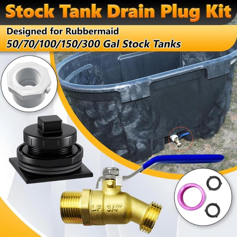 Corrosion Resistant Stock Tank Drain Plug Kit Outdoor Garden Faucet Valves Stock Tank Drain Plug Easy To Install