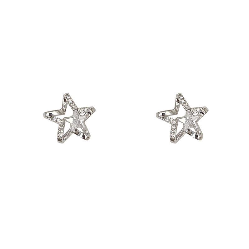 2024 Super Sparkly Star Zircon Stud Earrings: Niche High-End Fashion Design