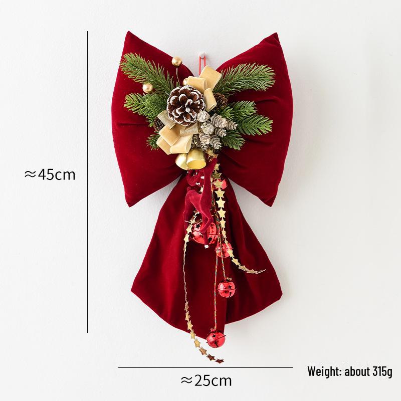 Large Red Velvet 3D Christmas Bow Pendant Ornament