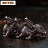 Yixing Purple Clay Wealth Pair Pixiu Tea Pet Retro Flowerpot Landscaping Tea Figurine Play Toys Tea Statue Ornaments Accessories