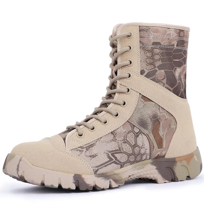 Fashion Tactical Men Boots Special Force Leather Waterproof Desert Combat Men Ankle Boots Work Shoes Plus Size Hiking Shoes Boots Men