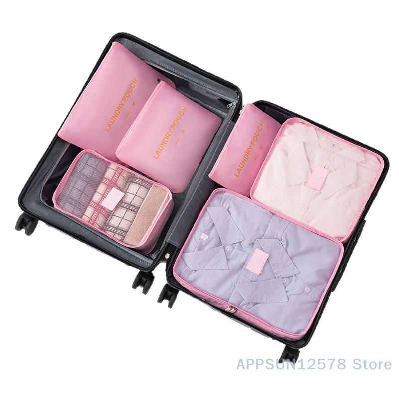 6 Piece Large Size Travel Organiser Portable Suitcase Organiser Clothes Shoes Cosmetic Bag Luggage Organiser Travel Organiser