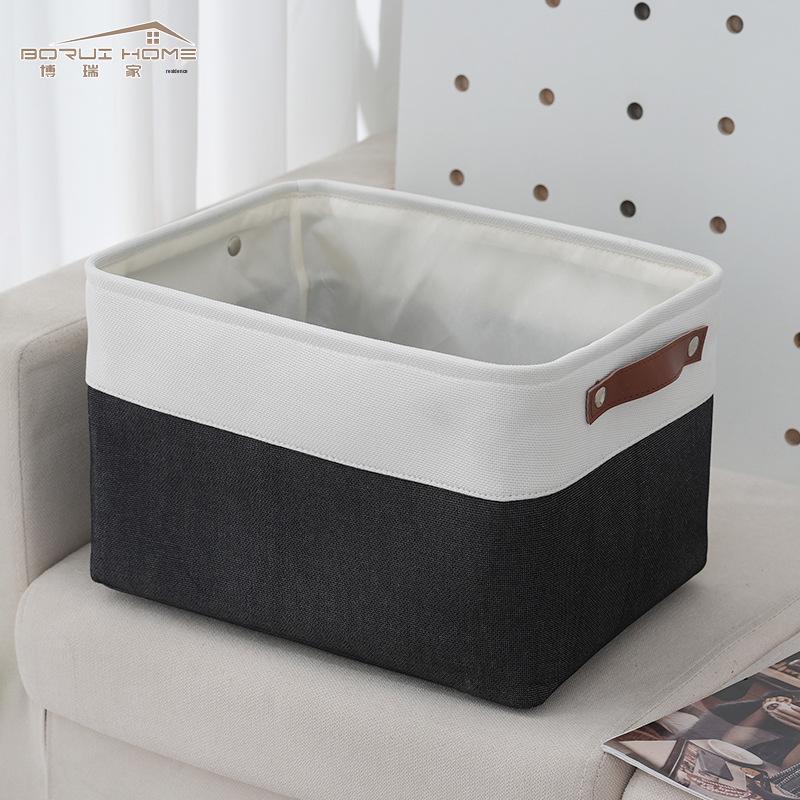 Coș de depozitare modern din in bicolor pentru casă și jucării