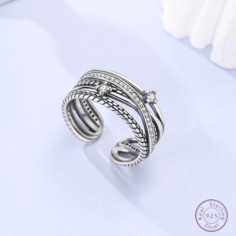 New 925 Silver Open Ring Hollow Rose Infinite Love Simple Ring Women Wedding Engagement Party Jewelry Gift