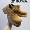 Fashion Mens Casual Leather Derby Shoes Men's Thick Sole Big Toe Trendy Shoes Men Lace-up Heightened Shoe #1035