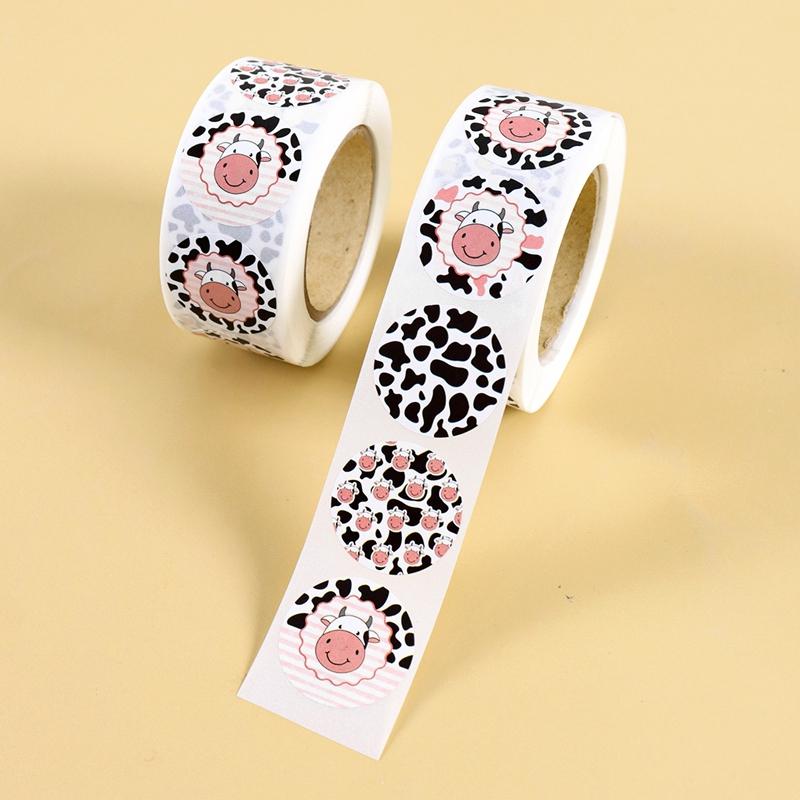 500pcs Cute Dairy Cow Paper Stickers Birthday Party Decoration 1st Birthday Baby Shower Party Supplies Envelope Sealing Sticker