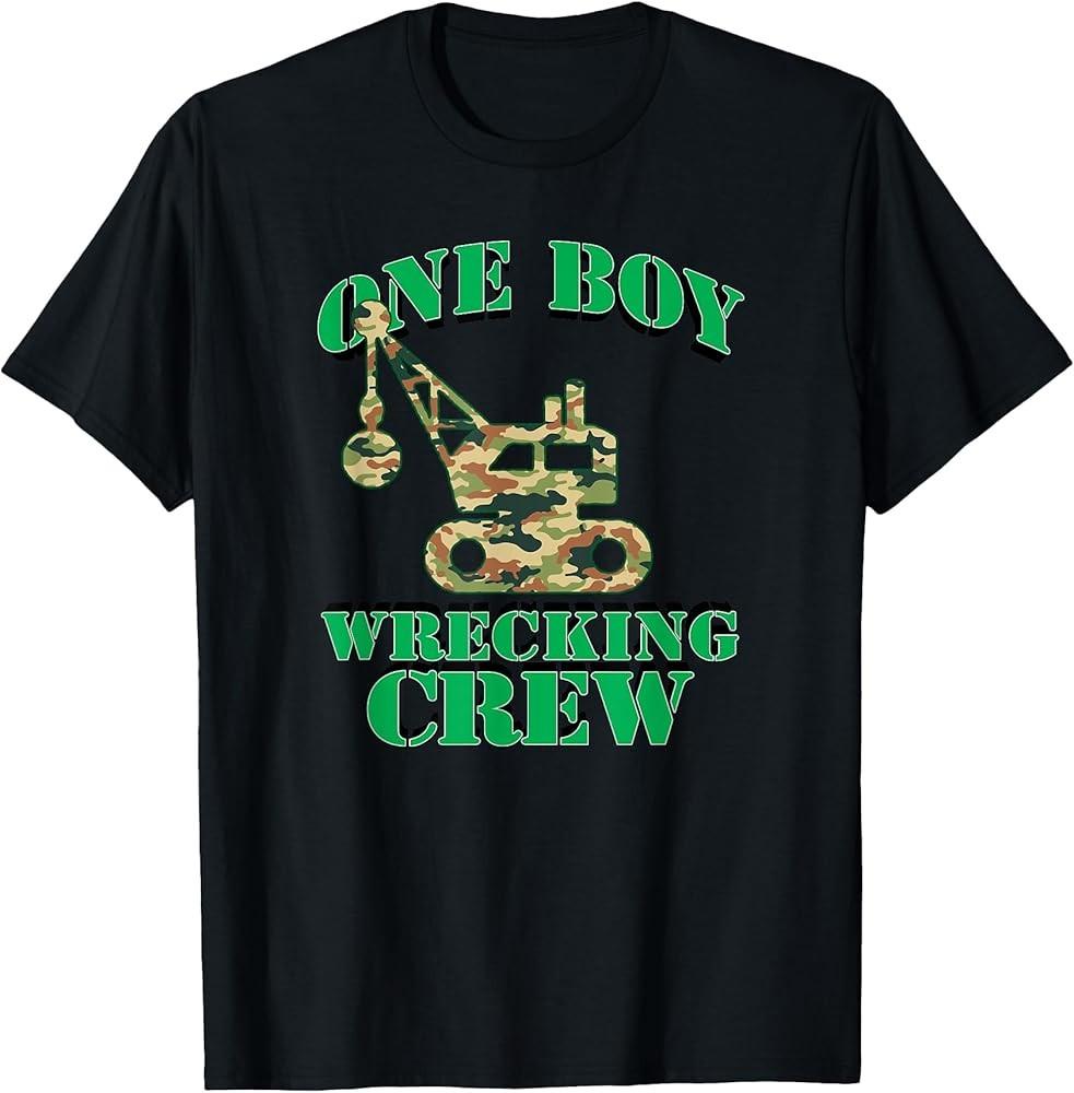 

Trendy Camo Wrecking Ball One Boy Wrecking Crew TShirt Unisex T-Shirt S
