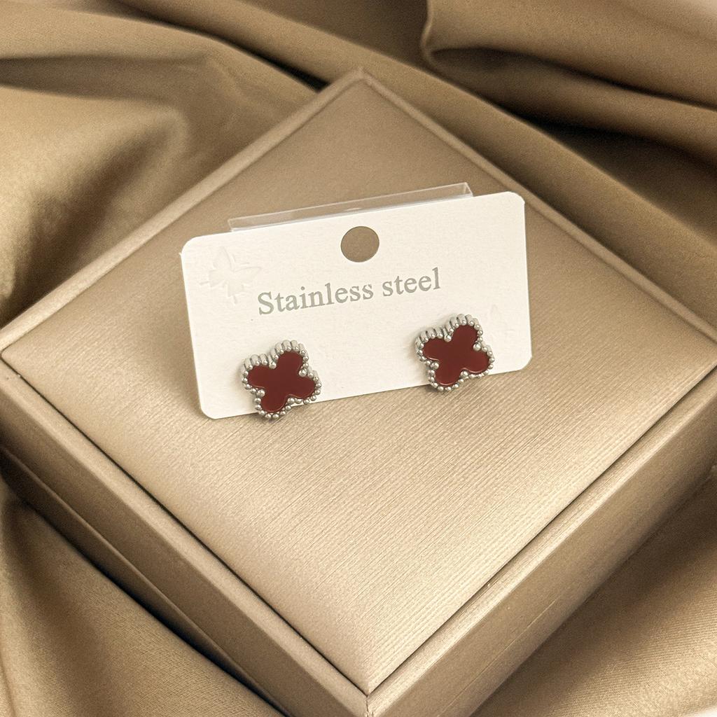 13mm Firkløver Øredobber 18K Vakuum Elektroplettering Ikke-falmende Dame Øredobber