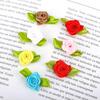 Small DIY Crafts Mini Ribbon Roses Fabric Flowers Bow-Knot Decorations Artificial Rosettes