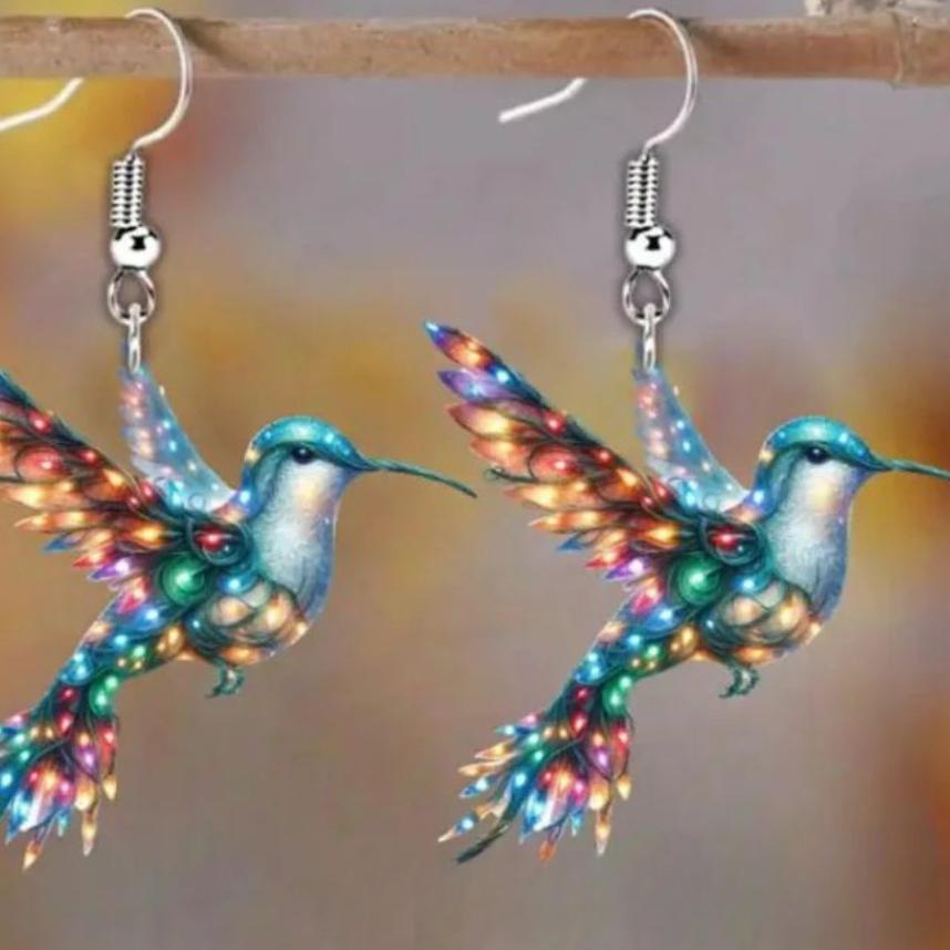 

Красочные акриловые серьги с птицами Новые модные серьги