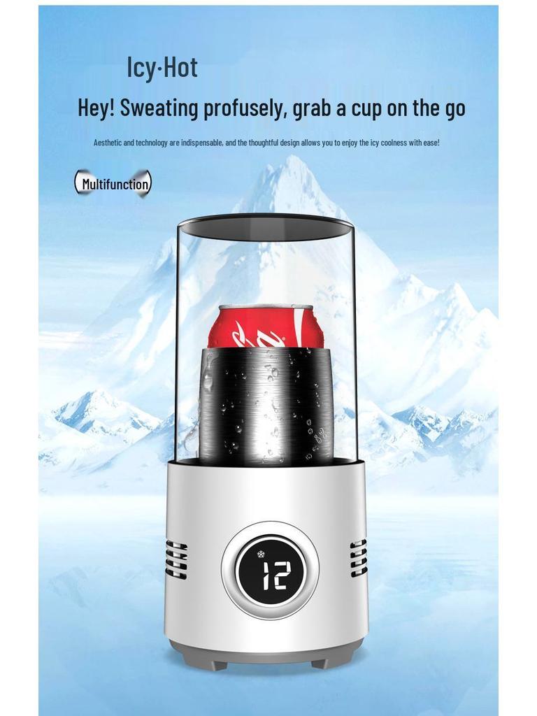 Desktop Hot & Cold Cup: Refrigerates and Heats for Milk, All-in-One Rapid Cooling & Heating with Iced Insulation. Perfect for Home Use.