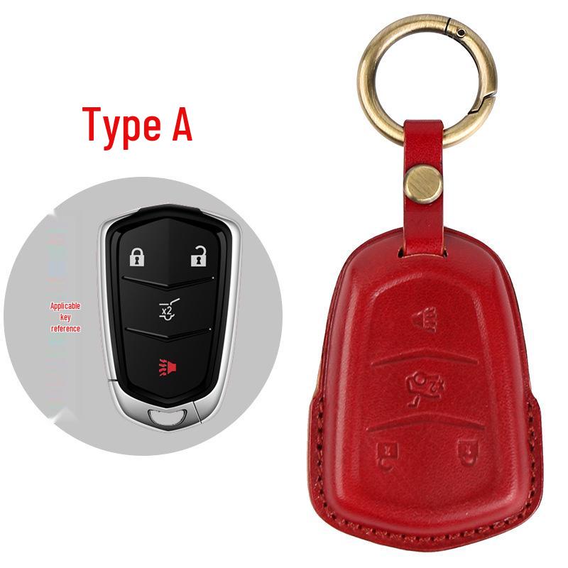 Genuine Leather Key Case for Cadillac CT5/CT4/XT6 - Premium Cowhide Key Holder