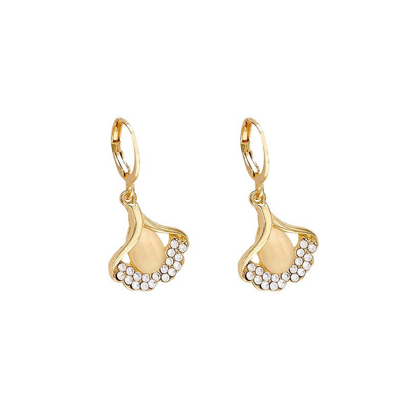 2025 Cat's Eye Stone Ginkgo Leaf Earrings: Unique, Luxurious & High-End Women's Ear Jewelry