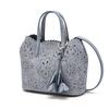 Blue Cowhide Flower Punching Tote Bag S Dcba6e595b2