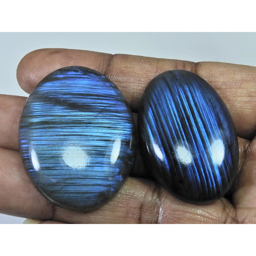 39-40 MM Natural Labradorite Multi Oval Cabochon Loose Gemstone 2 Pcs Lot D-177