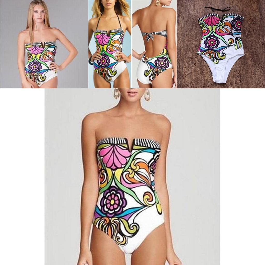 Bohemian Vintage Floral Printed One Piece Bathing Bikini Suit For Stylish Women