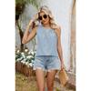 Women's New Spring and Summer Round Neck Hollow Pleated Vest Sleeveless Top T-shirt