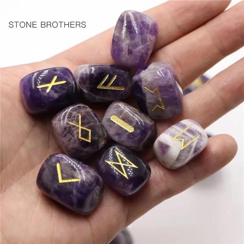 Natural Crystal Rune Set with 25 Irregular Stones