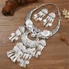 Miao Ethnic Elephant Bell Pendant Necklace With Geometric Alloy Design For Women