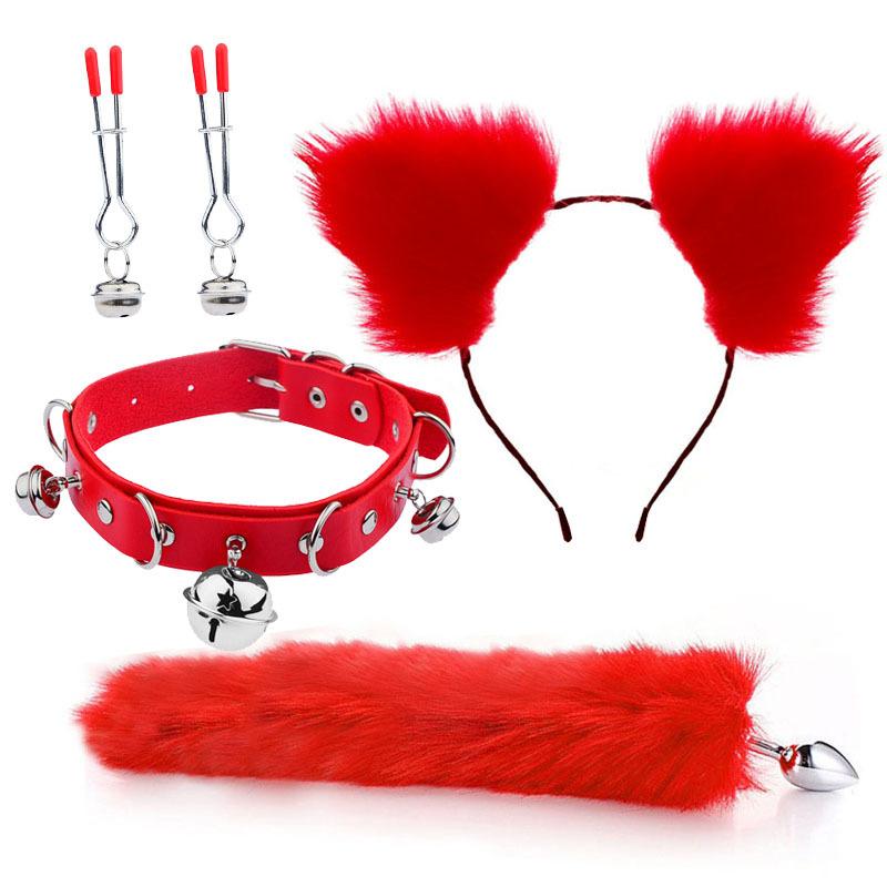 Erotic Ear Hairpin Breast Clips Vestibule Anal Plugs Male Female Apparatus Sex Toys Sm Bell Series Set Foxtail Anal Plugs