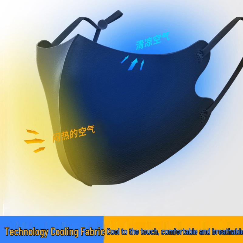 Ice Silk Breathable Sunscreen Mask with Logo - Solid Color, Ear Loop Design