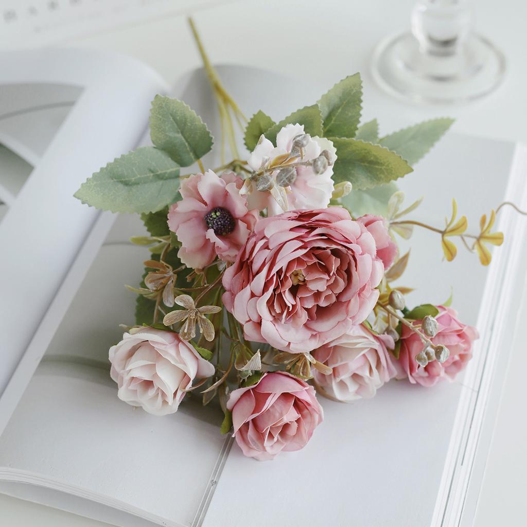 1/2PCS Artificial Roses Flowers Wedding Home Bedroom Decor Bridal Bouquets Garden Fake Silk Peony Hydrangeas Vase Board Outdoors