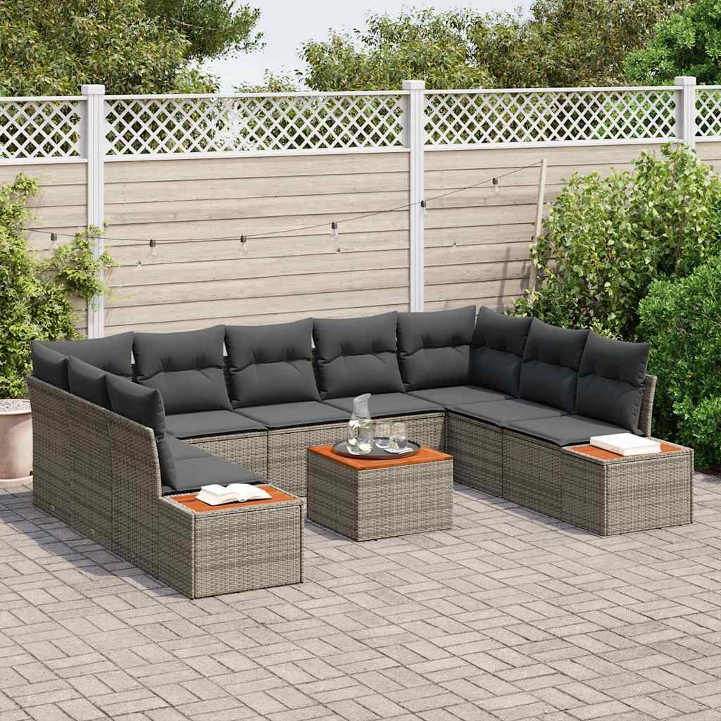 Garden Sofa Set with Cushions and Storage 5 Pcs Gray Poly Rattan