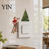 Decorative Christmas Decals Santa Claus Light Switch Sticker, Waterproof PVC Decal, Self Adhesive Wall Art Decor for Home Living Room Bedroom Kitchen
