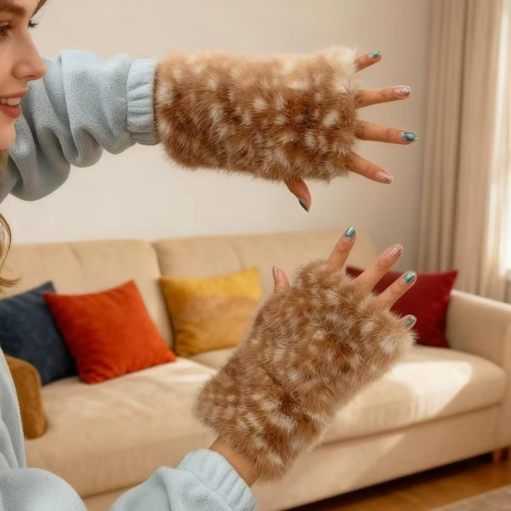 Harajuku Elk Plush Scarf Fleece Cuffs New Fingerless Gloves Christmas Gift