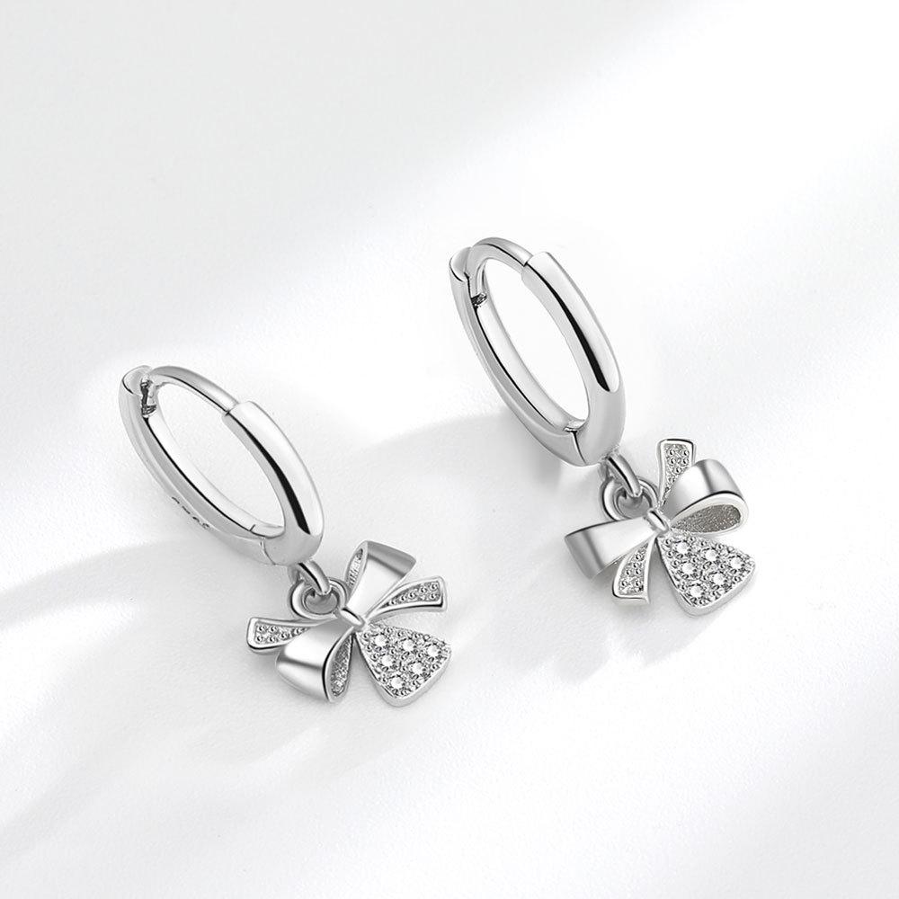 2025 Fashion Chic Exquisite Cubic Zirconia Cute Little Butterfly Versatile Women s Pendant Earring Jewelry Gifts ED654 platinum серебряный