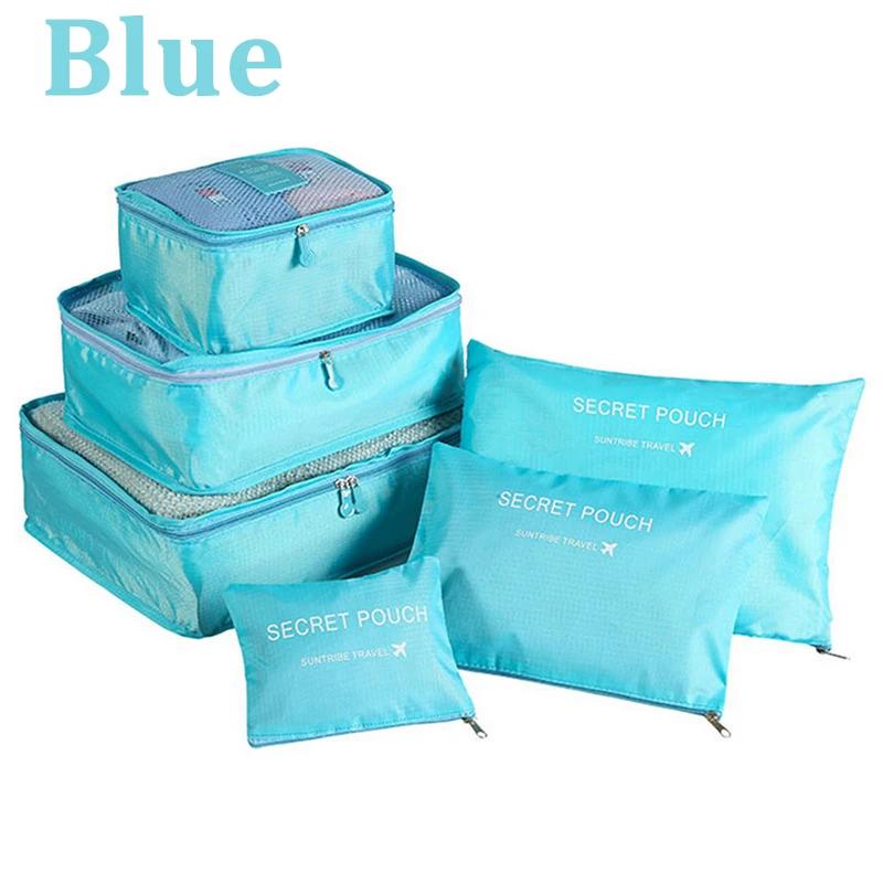 7Pcs Folding Travel Organizer Storage Bags Wardrobe Cube Suitcase Packing Set Storages Luggage Clothes Shoe Box