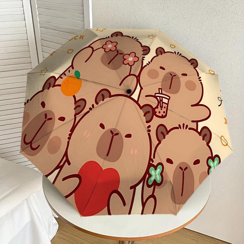 1 Stück Capybara Regenschirm - 8 Speichen verstärkt, Automatisches Öffnen, Leicht & Langlebig, Niedliches Modeaccessoire für Draußen - Y0309