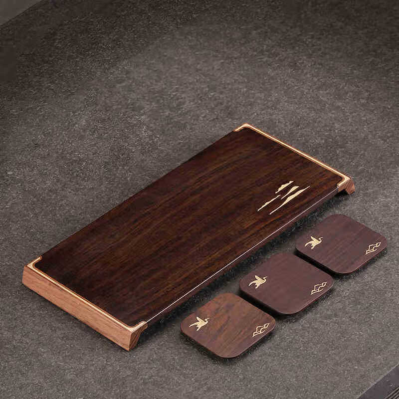 Handun Auspicious Cloud Copper Inlay Tea Tray Set