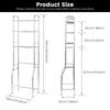 3 Tier Over The Toilet Storage Rack with Hooks and Roll Holder Bathroom Floor-standing Toilet Storage Rack Stainless Steel Shelf
