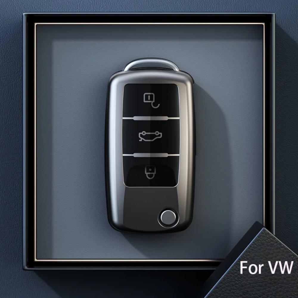 Titanium Gray for VW Volkswagen Polo Tiguan Passat B5 B6 B7 Golf MK6 Jetta Lavida Skoda Octavia Car Key Case Cover Accessories
