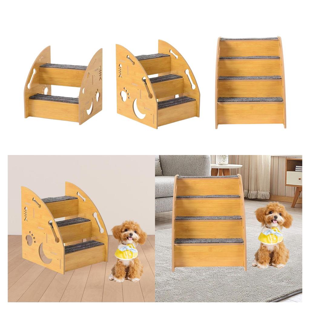 Dog Stair Pet Climbing Steps Wood Comfortable Wear Resistant Pet Stairs for Indoor Bed Couch Sofa Small Dogs and Cats