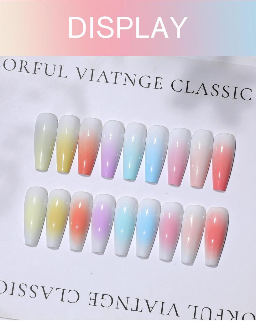 HONEYGIRL Gradient Solid Nail Polish Glue - Macaron Nine-Grid Transparent Color.