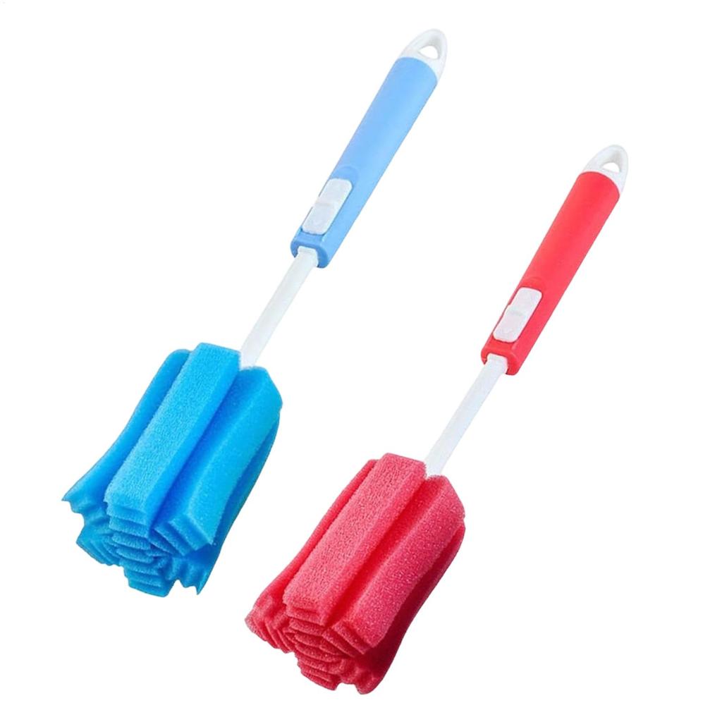 Adjustable Long Handle Soft Sponge Brush Kitchen Washing Cleaning Tool For Coffee Drink Wineglass Bottle Glass Cup Brush