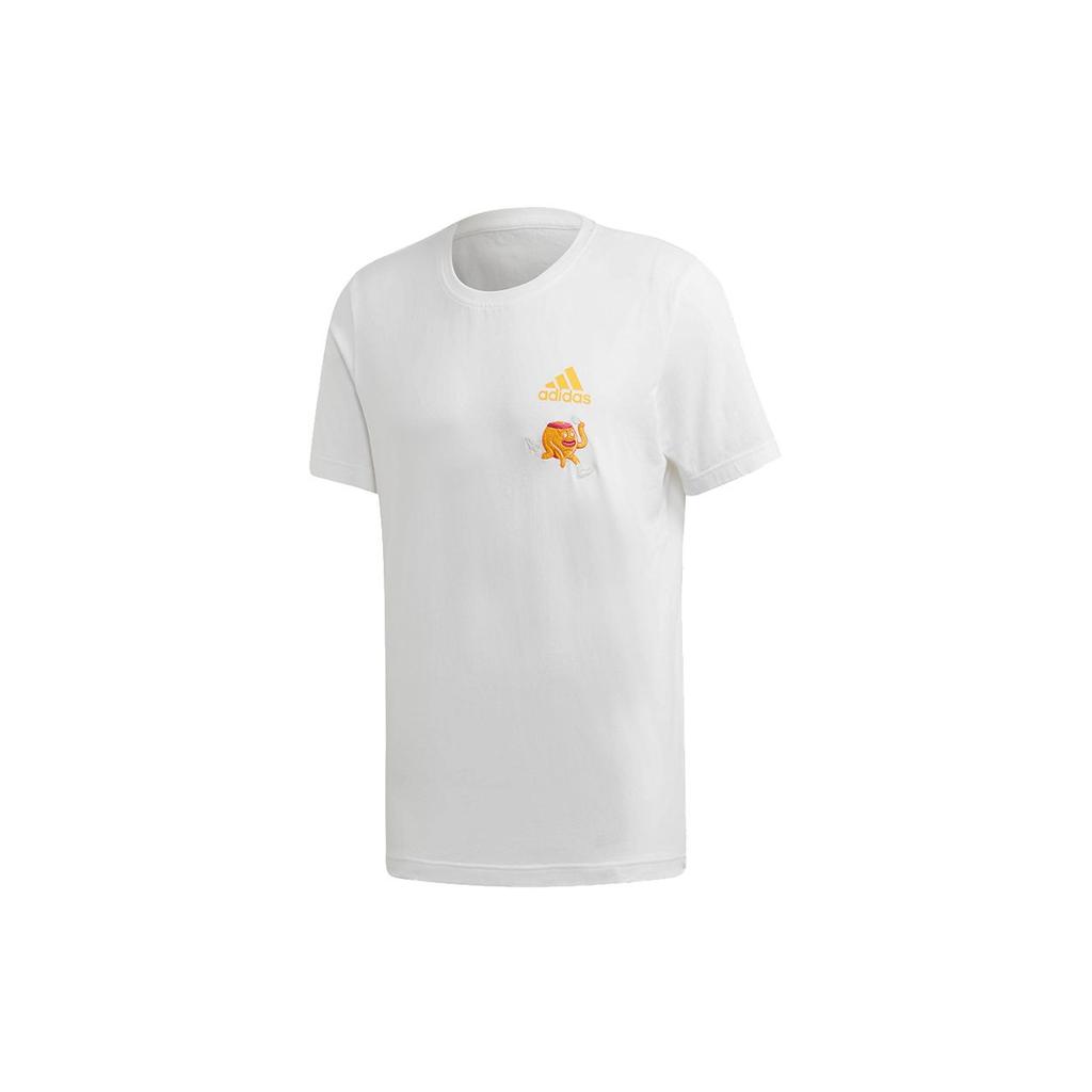 Adidas Embroidery Gfx Cartoon Print Casual Sports Round Neck Short Sleeve T-Shirt Men Tops White FM9449