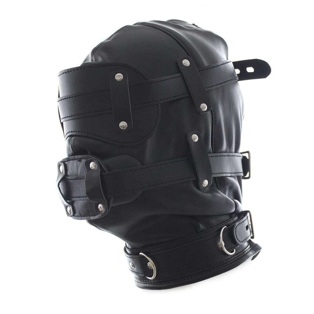 Sekusii SM Full Head Mask with Internal Gag for SM Eye Male and SM Halloween Adult Eyes and Mouth Open Restraints, Play, Covering, Female, Mask,