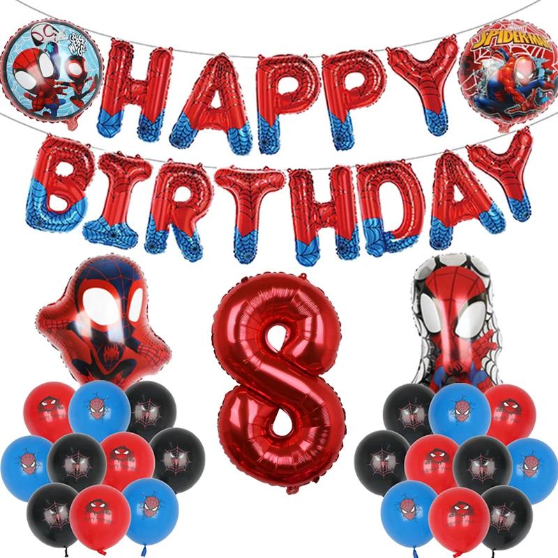 1set Spiderman Balloon Red Spiderman And Friends Aluminum Foil Balloon Baby Shower 1-9 Years Birthday Party Decorations Kids Toy